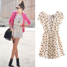 Primavera Summer Fashion Animal Print Vintage Mini Vestido 0