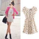 Primavera Summer Fashion Animal Print Vintage Mini Vestido 0